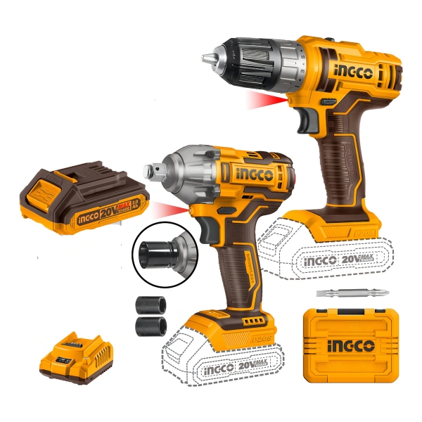 Set Llave De Impacto Y Atornillador A Bateria 20v P20s Ingco