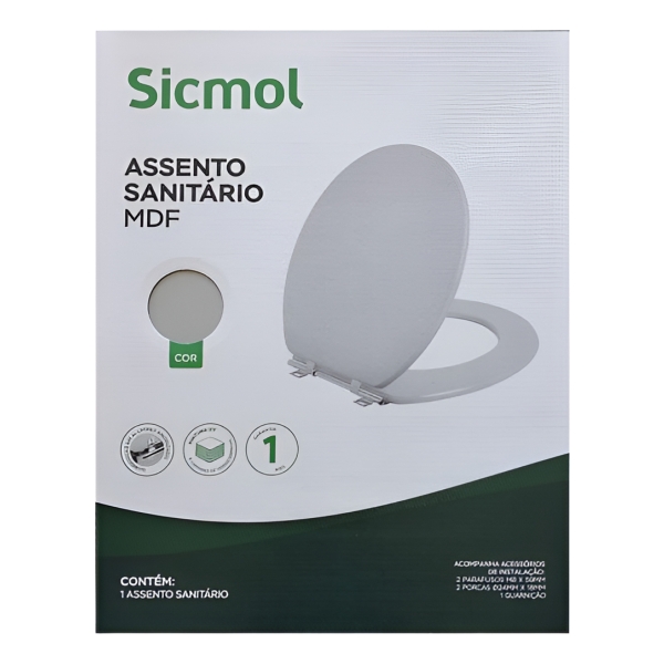 Asiento Tapa De Inodoro Madera Nordico Blanco 358x428mm Pg - Imagen 5