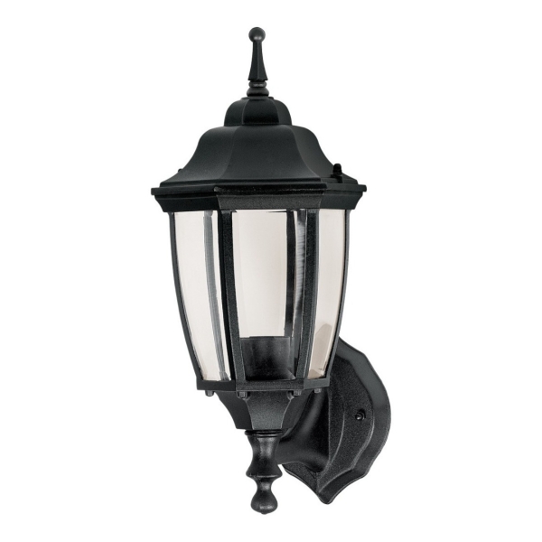 Farol De Pared Exterior Aluminio Negro Y Cristal Volteck