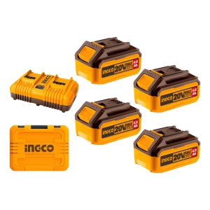 Set X 4 Baterias 4 Amp 20v + Cargador Doble Ingco Fbcli20244