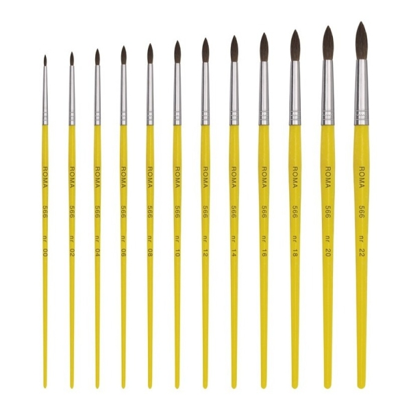 Pincel Artesanía Redondo Fina-mgo Amarillonº22 Roma 566