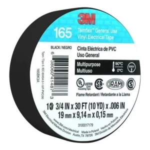 Cinta Aisladora Industrial 19mm.x 9mt Negra 3m Pack X 10u
