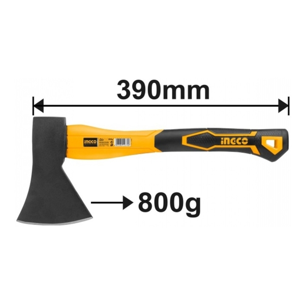 Hacha De Mano 800g Cabo De Fibra Largo Ingco Hax0208008