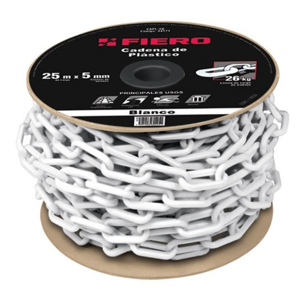 Cadena Plástica Blanca 5mm Fiero Precio X Mt