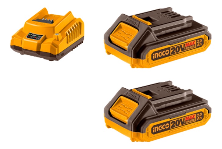 Set X2 Bateria 20v 2amp + 1 Cargador Ingco Fbcpk1222