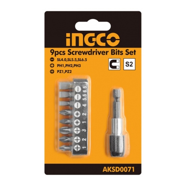 Juego De 9 Puntas Para Taladro Atornillador Ingco Aksd0071