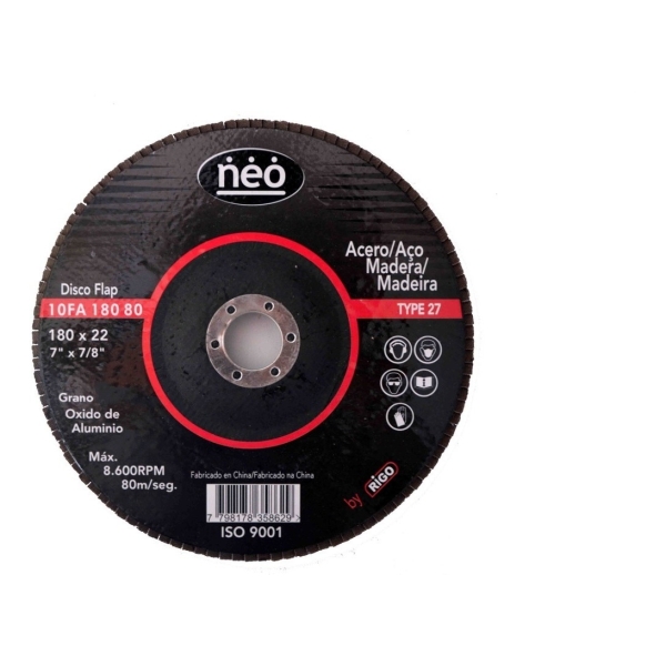 Disco Flap De Lijas 180mm Neo 10fa180 Acero Madera N°40