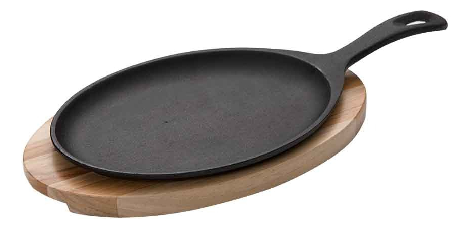 - Plancha Hierro Oval 30x18cm Con Tabla De Madera Teca