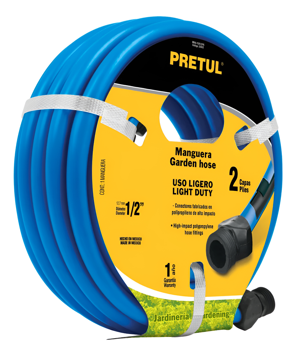 Manguera Jardin Riego 10mt 1/2 Pretul 2 Capas Con Acoples