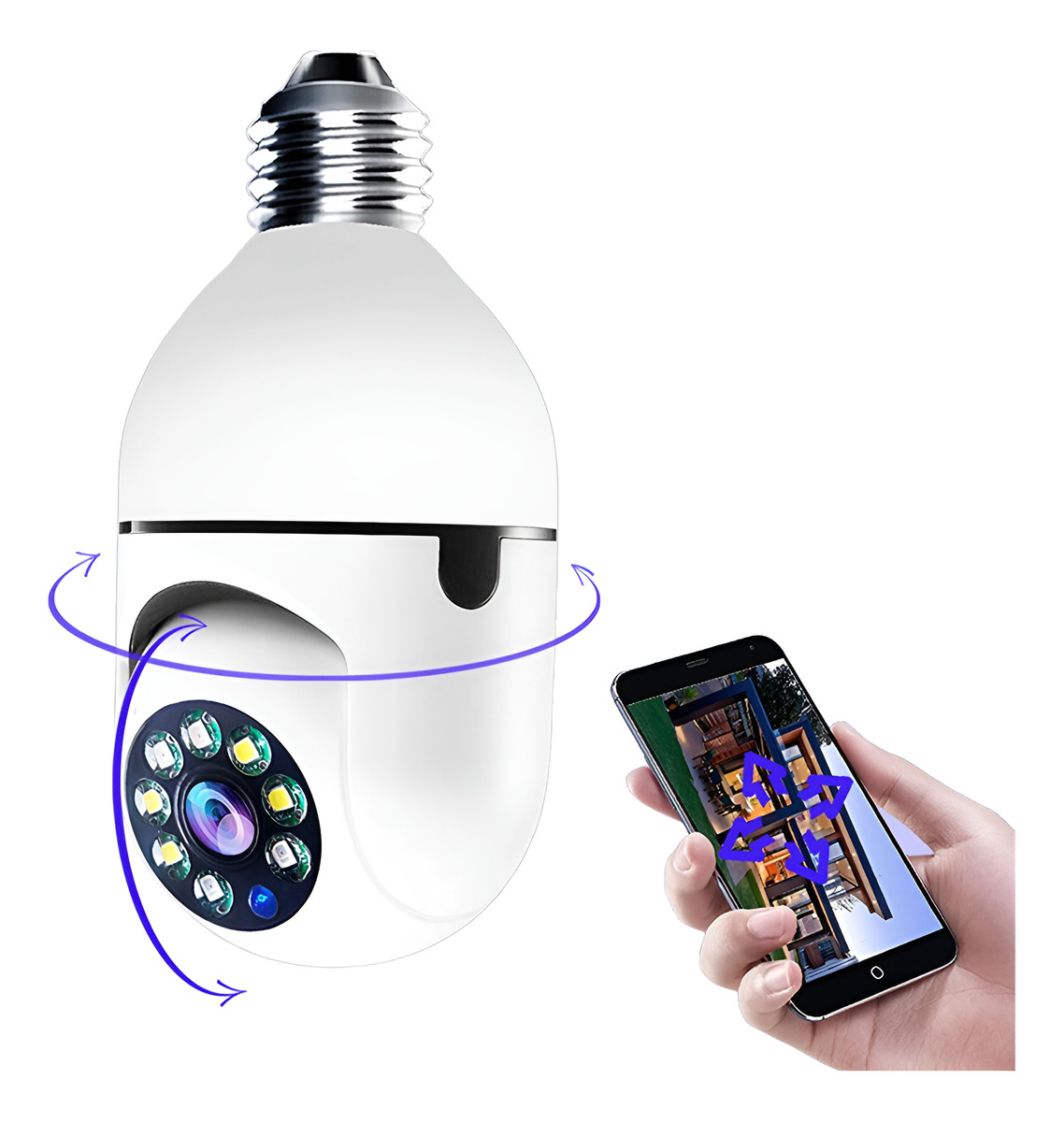 Camara Seguridad Lampara Espia Wifi 5g Panorámica 1080 Audio
