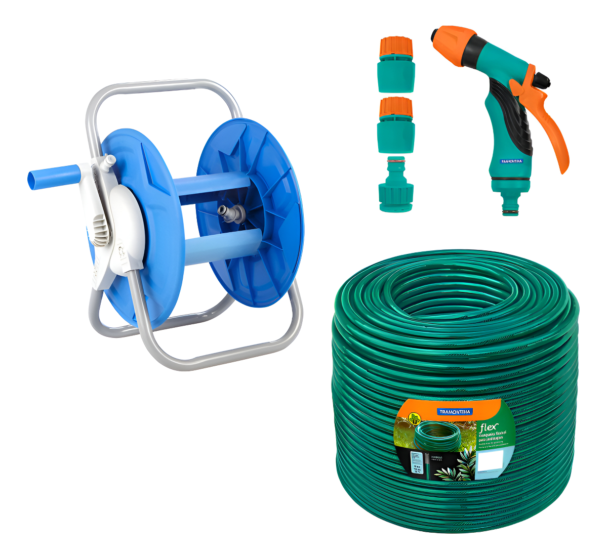 Kit Enrrollador De Manguera + 40mt Manguera + Kit De Puntero