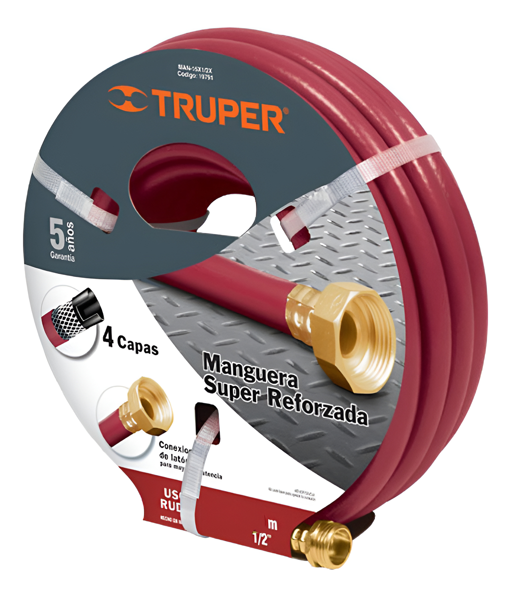 Manguera De Riego Super Reforzada 4 Capas Truper Rollo X 25m