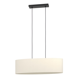 Lámpara Colgante 2xe27 Pant. Ovalada D/tela Blanca