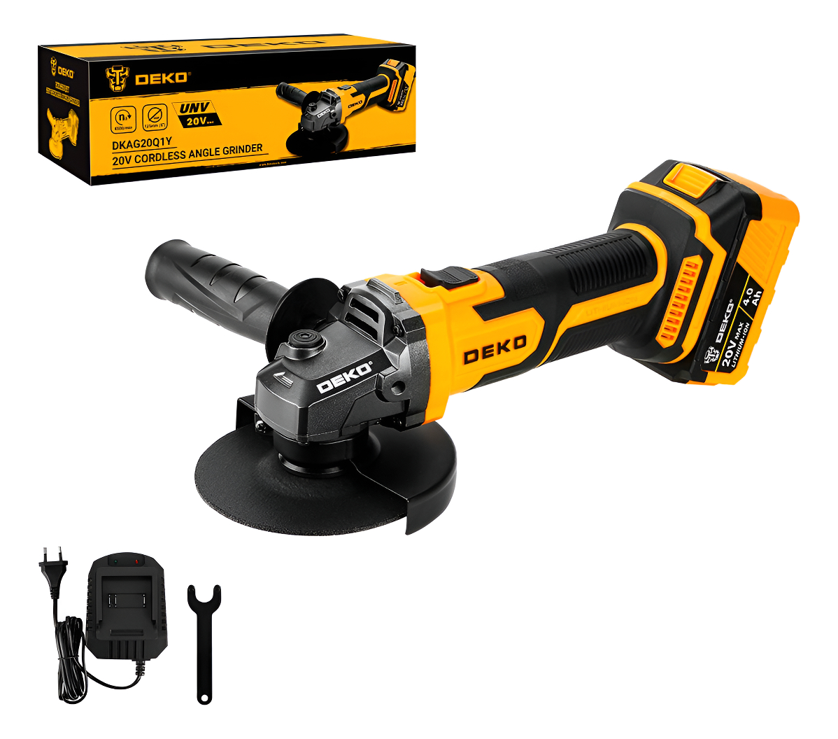 Amoladora Angular 5'' 20v C/bat. 4.0ah Dkag20q1y-s1 Deko