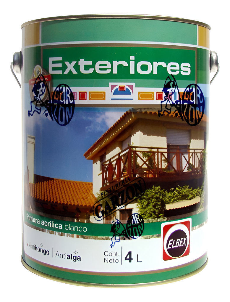 4l Pintura Elbex Látex Exterior Antihongos Superlavable !