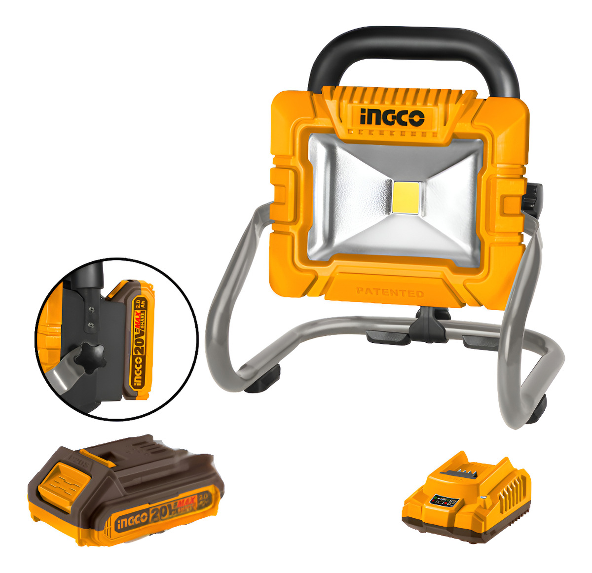 Foco Led A Bateria 20v P20s Ingco Con Bateria Y Cargador
