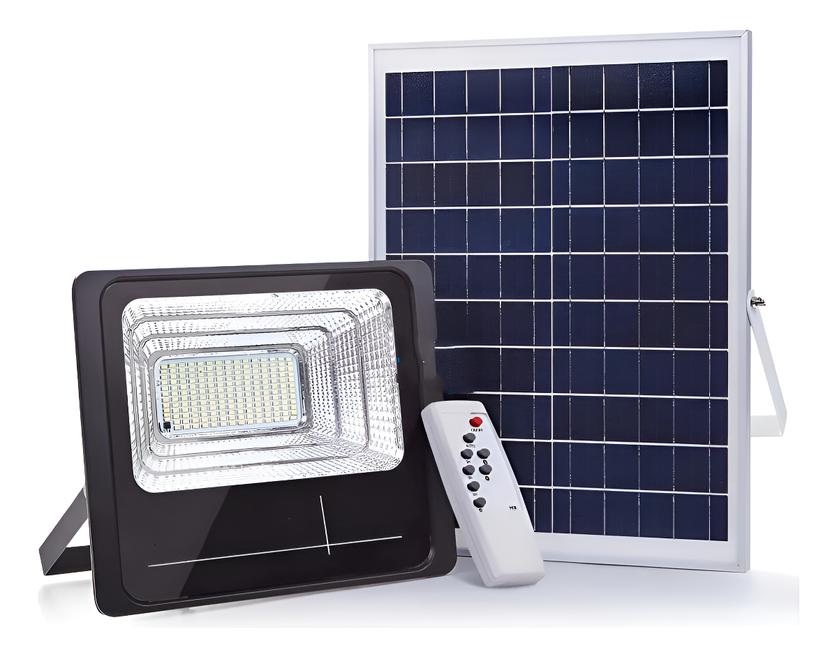 Foco Led 100w Con Panel Solar Sensor Fotocelula Y Control Pg