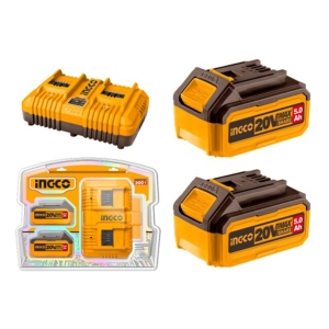Set X 2 Baterias 20v 5amp + 1 Cargador Ingco Fbcpk2425
