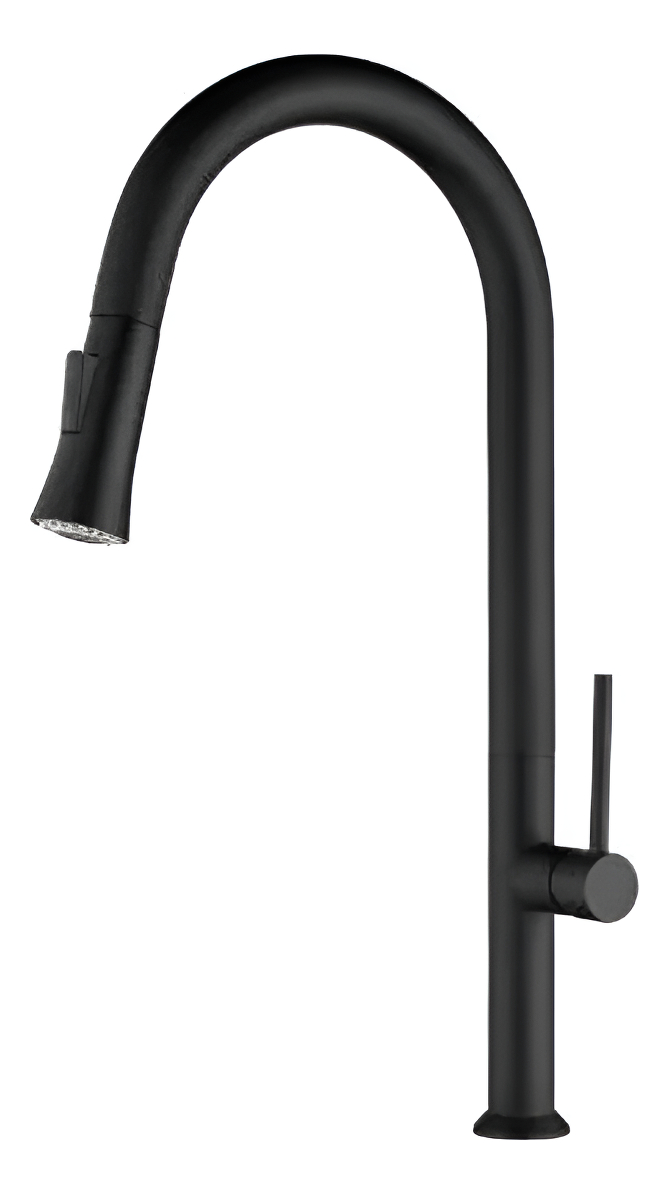 Monocomando Mesada Extensible De Cocina Negro Mate Rimontti