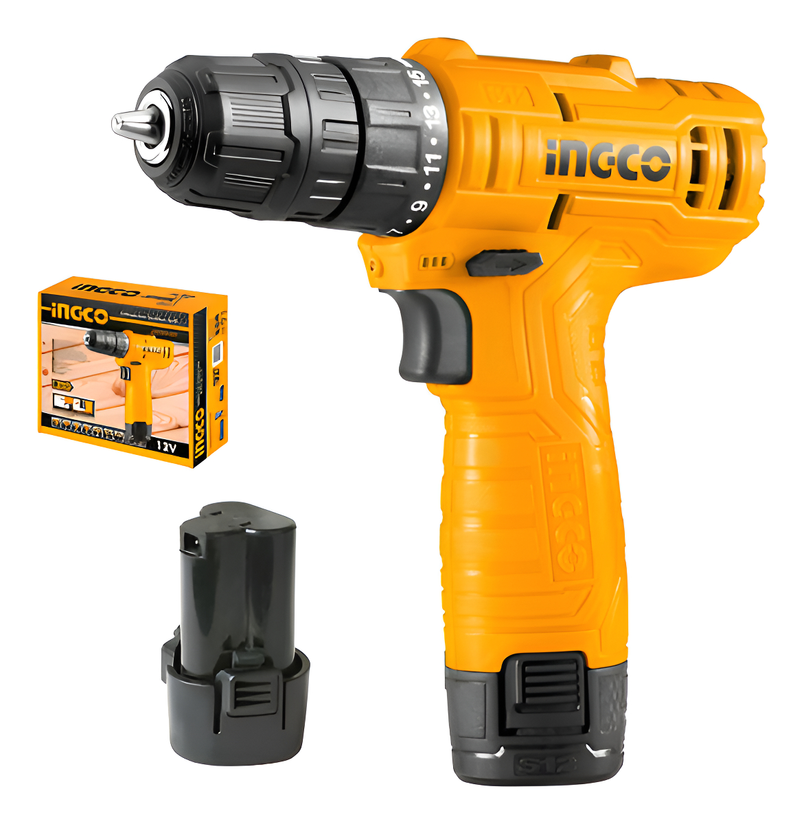 Taladro Atornillador Inalámbrico 12v + 1 Batería Color Amari