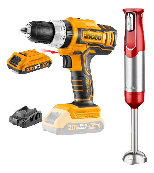 Super Combo Atornillador + Mixer Decakila Cosli22112 Ing Color Amarillo