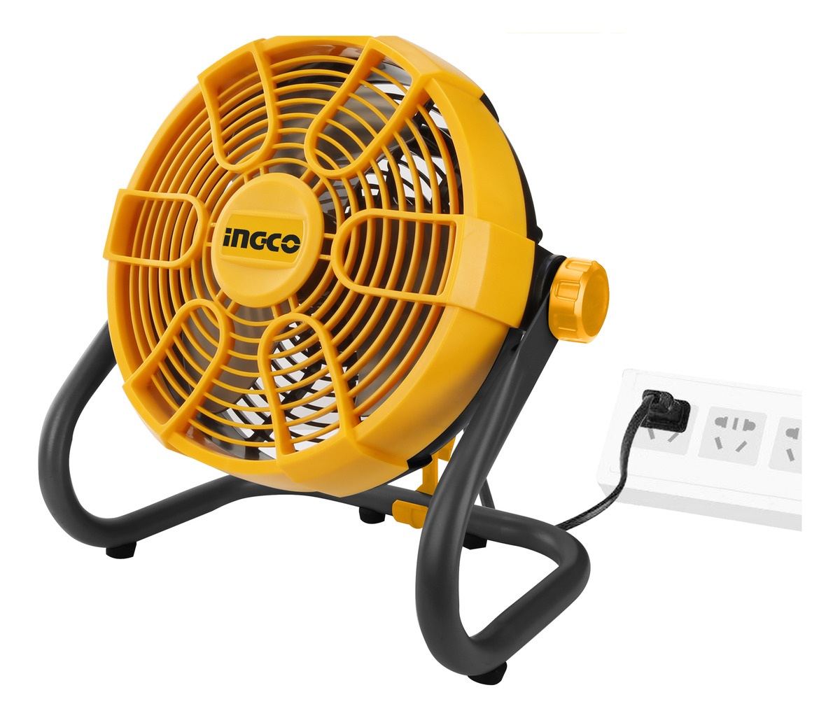 Ventilador Camping Obra A Bateria Ingco Cfali2002 27.94 Cm Amarillo Gris Plástico