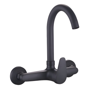 Goldex Monocomando Cocina De Pared 20cm 8'' Negro Mate Pg