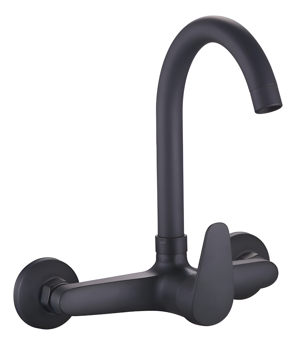 Goldex Monocomando Cocina De Pared 20cm 8'' Negro Mate Pg