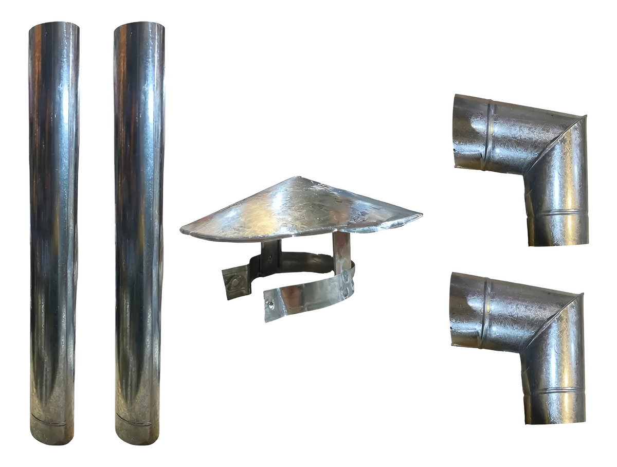 Kit Caño Codos Sombrero 120mm P/ Estufa Calefactor Quematuti - Imagen 3