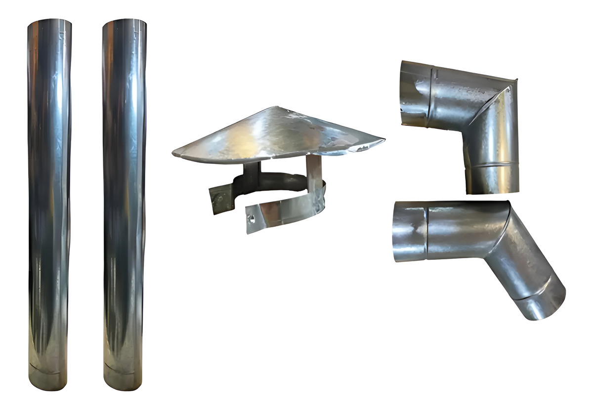 Kit Caño Codos Sombrero 120mm P/ Estufa Calefactor Quematuti