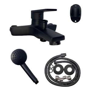 Monocomando Ducha Recto Con Transferencia Negro 4k