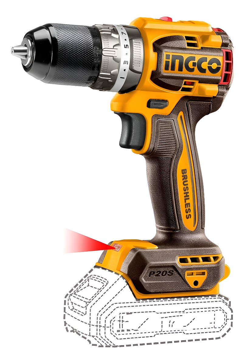 Atornillador Taladro Percut 60nm Bl A Bateria 20v 13mm Ingco