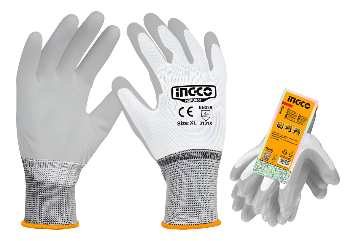 Guantes Pu Poliester Talle Xl Ingco Hgpug01 Pack X 10 - Pg