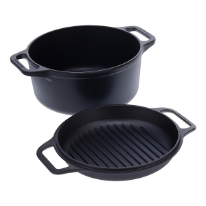 Olla Victoria C/tapa Doble Uso Hierro Curado 6l/26cm C/asas