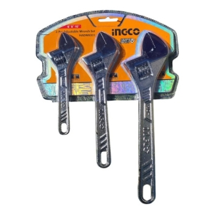 Kit Set X 3 Llaves Ajustable Tipo Francesa Ingco Hadwk031 Plateado